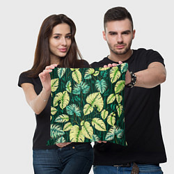Подушка квадратная Листья узор тропический, цвет: 3D-принт — фото 2