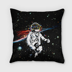 Подушка квадратная Космонавт играет рок на гитаре, цвет: 3D-принт