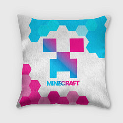 Подушка квадратная Minecraft neon gradient style, цвет: 3D-принт