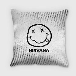 Подушка квадратная Nirvana с потертостями на светлом фоне, цвет: 3D-принт
