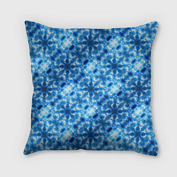 Подушка квадратная Светящиеся голубые цветочки, цвет: 3D-принт