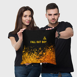 Подушка квадратная Fall Out Boy - gold gradient: символ сверху, цвет: 3D-принт — фото 2