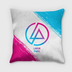 Подушка квадратная Linkin Park neon gradient style, цвет: 3D-принт