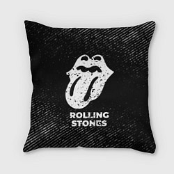 Подушка квадратная Rolling Stones с потертостями на темном фоне, цвет: 3D-принт