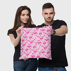 Подушка квадратная Барби, сердечки и цветочки, цвет: 3D-принт — фото 2
