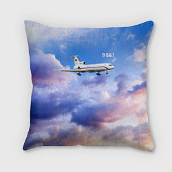 Подушка квадратная Ту-154 Розовый закат, цвет: 3D-принт