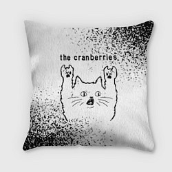 Подушка квадратная The Cranberries рок кот на светлом фоне, цвет: 3D-принт