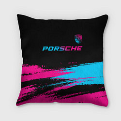 Подушка квадратная Porsche - neon gradient: символ сверху