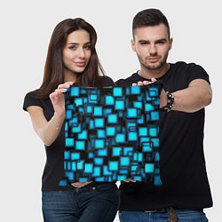 Подушка квадратная Геометрия - синие квадраты, цвет: 3D-принт — фото 2