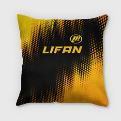 Подушка квадратная Lifan - gold gradient: символ сверху, цвет: 3D-принт