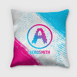 Подушка квадратная Aerosmith neon gradient style, цвет: 3D-принт