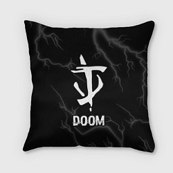 Подушка квадратная Doom glitch на темном фоне, цвет: 3D-принт