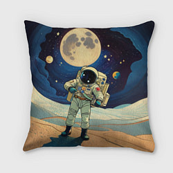 Подушка квадратная Космонавт в ледяной пустыне, цвет: 3D-принт
