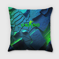 Подушка квадратная CS GO blue green style, цвет: 3D-принт