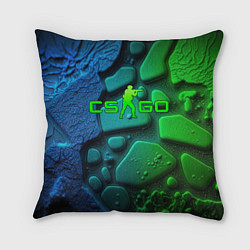 Подушка квадратная CS GO green black abstract, цвет: 3D-принт