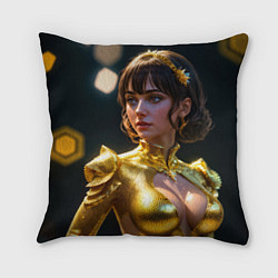 Подушка квадратная Девушка в золотом чешуйчатом костюме, цвет: 3D-принт