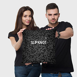 Подушка квадратная Slipknot glitch на темном фоне: символ сверху, цвет: 3D-принт — фото 2