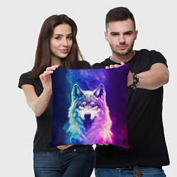 Подушка квадратная Волк космический, цвет: 3D-принт — фото 2