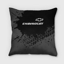 Подушка квадратная Chevrolet speed на темном фоне со следами шин: сим, цвет: 3D-принт