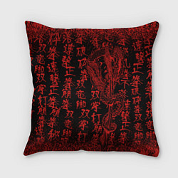 Подушка квадратная Дракон и катана - иероглифы, цвет: 3D-принт