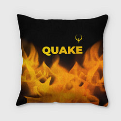 Подушка квадратная Quake - gold gradient: символ сверху, цвет: 3D-принт