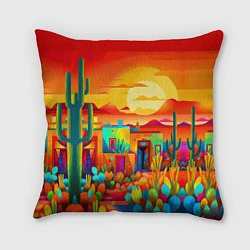 Подушка квадратная Мексиканский янтарный закат в пустыне, цвет: 3D-принт