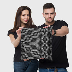 Подушка квадратная Черно-белый ассеметричный узор, цвет: 3D-принт — фото 2