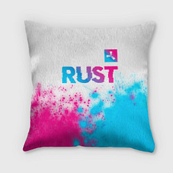 Подушка квадратная Rust neon gradient style: символ сверху, цвет: 3D-принт