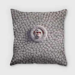Подушка квадратная Забавная белая обезьяна, цвет: 3D-принт