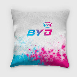 Подушка квадратная BYD neon gradient style: символ сверху