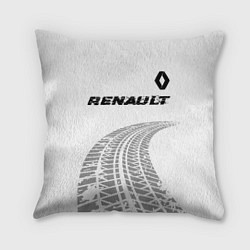 Подушка квадратная Renault speed на светлом фоне со следами шин: симв, цвет: 3D-принт