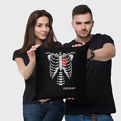 Подушка квадратная Скелет с добрым сердцем, цвет: 3D-принт — фото 2
