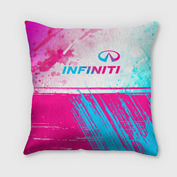 Подушка квадратная Infiniti neon gradient style: символ сверху, цвет: 3D-принт