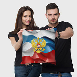 Подушка квадратная Герб России триколор, цвет: 3D-принт — фото 2