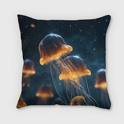 Подушка квадратная Люминисцентные медузы, цвет: 3D-принт
