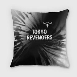 Подушка квадратная Tokyo Revengers glitch на темном фоне: символ свер, цвет: 3D-принт