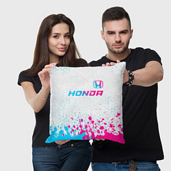 Подушка квадратная Honda neon gradient style: символ сверху, цвет: 3D-принт — фото 2