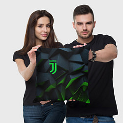 Подушка квадратная Juventus black green logo, цвет: 3D-принт — фото 2