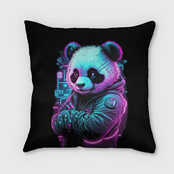 Подушка квадратная Панда в неоновом свете, цвет: 3D-принт
