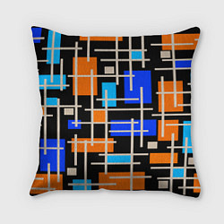 Подушка квадратная Разноцветная прямоугольная абстракция, цвет: 3D-принт
