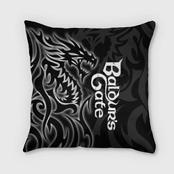 Подушка квадратная Балдурс гейт 3 - черный дракон, цвет: 3D-принт