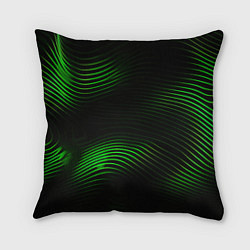 Подушка квадратная Зеленые тонкие линии, цвет: 3D-принт