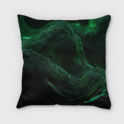 Подушка квадратная Темно зеленая абстракция, цвет: 3D-принт