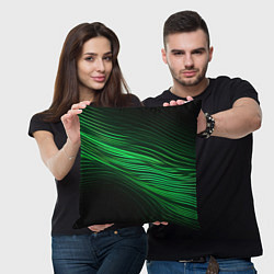 Подушка квадратная Green neon lines, цвет: 3D-принт — фото 2
