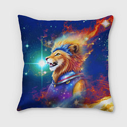 Подушка квадратная Космический лев - неоновое свечение, цвет: 3D-принт