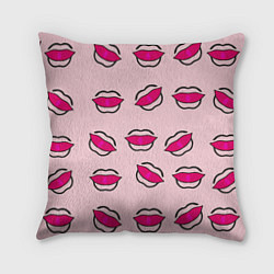 Подушка квадратная Силуэт губы, цвет: 3D-принт