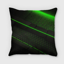Подушка квадратная Зеленая абстракция со светом, цвет: 3D-принт