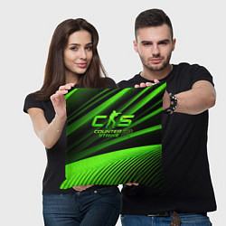 Подушка квадратная CS2 Counter strike green logo, цвет: 3D-принт — фото 2
