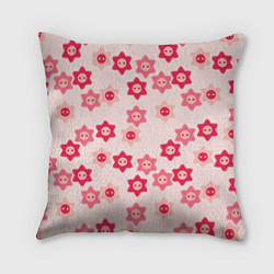 Подушка квадратная Розовые цветочные пуговицы, цвет: 3D-принт