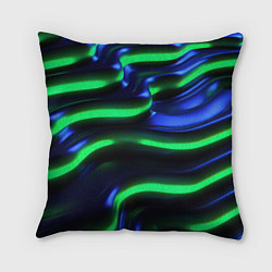 Подушка квадратная Green blue lines, цвет: 3D-принт